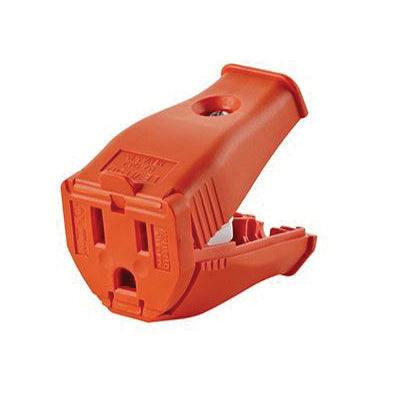 Leviton® 3W102-OR Straight Blade Connector, 15 A, 125 VAC, 2 -Pole, Brass Contact, PVC Insulation, Orange