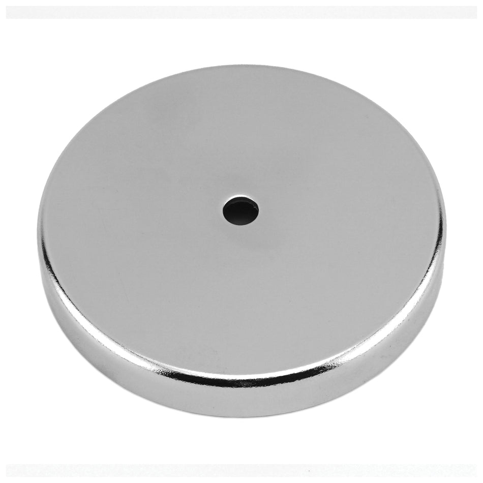 MAGNETIC SOURCE® 07223 Magnet, Disc, Round, 95 lb Max Pull, 3.19 in Dia, 0.28 in Hole, 8 Grade, Ceramic/Steel, Silver