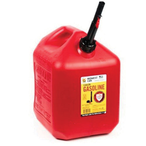 MIDWEST CAN 5610 Gasoline Can, 5 gal Capacity, HDPE, Red