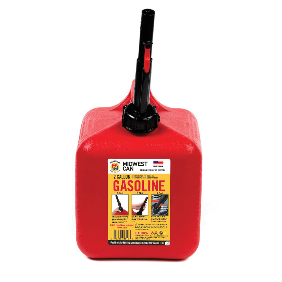 MIDWEST CAN 2310 Gas Can, 2 gal Capacity, Red