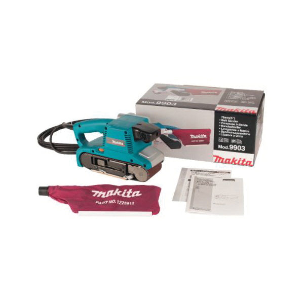 Makita® 9903 Belt Sander, Tool/Kit: Tool, 3 x 21 in Belt, 690 to 1440 fpm Speed, 11-5/8 in OAL