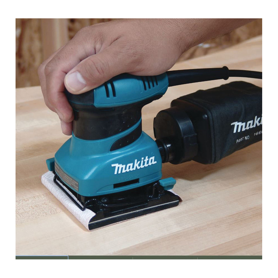 Makita® BO4556K 1/4 Sheet Finishing Sander, Tool/Kit: Tool, 4-1/2 x 4 in Pad, 14000 opm Orbits per Minute, 5-1/8 in OAL