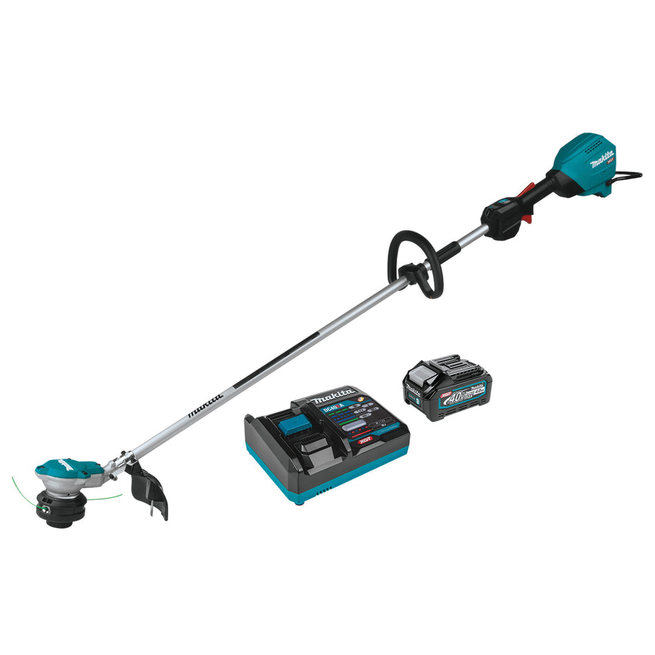 Makita® GRU01M1 Brushless Cordless Trimmer Kit, 15 in W Cutting, 1-1/4 in L Shaft, Lithium-Ion Battery, 4 Ah