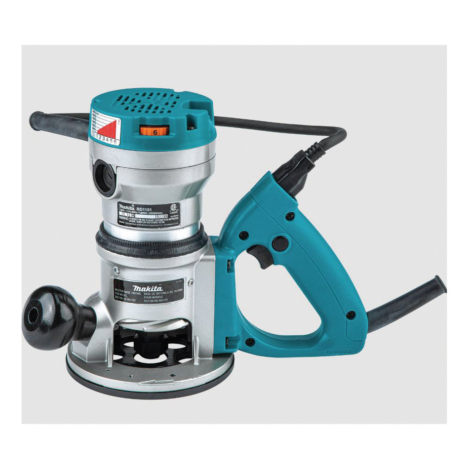 Makita® RD1101 Router, Tool/Kit: Tool, 1/2 in, 1/4 in Collet, 2-1/4 hp, 8000 to 24000 rpm Speed, 8-3/4 in OAL