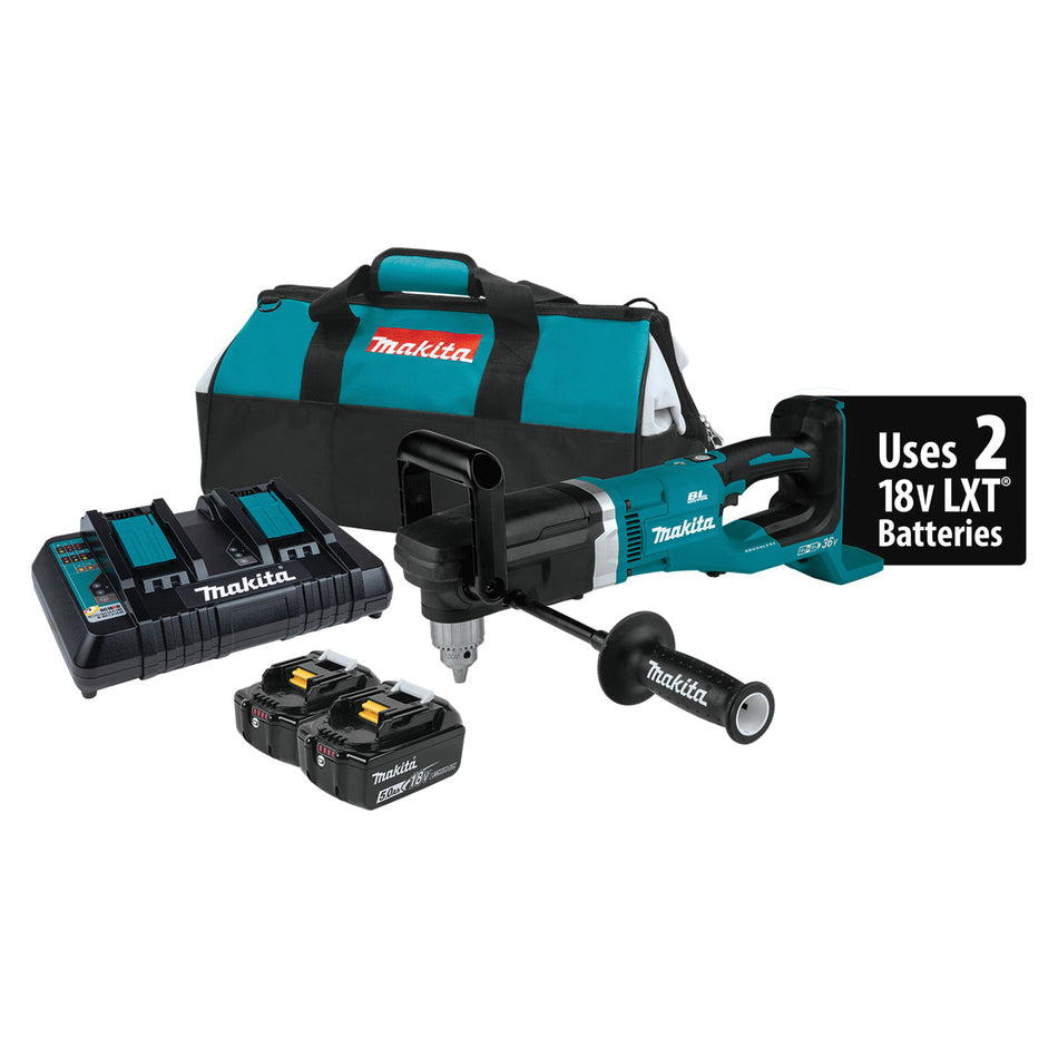 Makita® 18V LXT® XAD03PT Cordless Right Angle Drill Kit, Tool/Kit: Kit, 1/2 in Chuck, Keyed Chuck, 18 V, 5 Ah