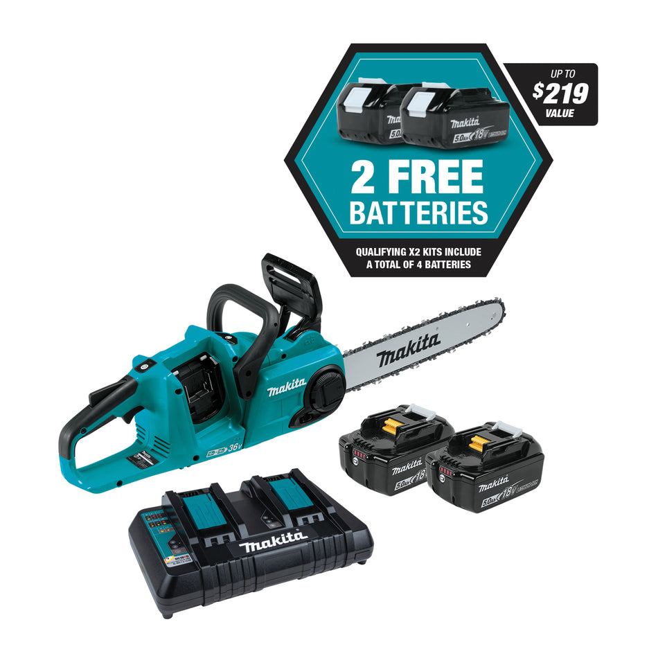 Makita® 18V LXT® XCU03PT1 Chainsaw Kit, Tool/Kit: Kit, 14 in L Bar, 18 V, Lithium-Ion Battery