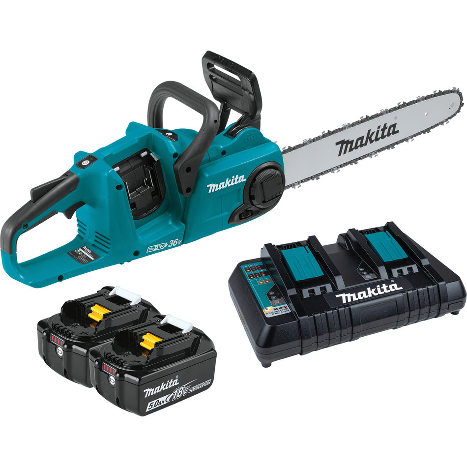 Makita® XCU04PT Chainsaw Kit, Tool/Kit: Kit, 16 in L Bar, 36 V, Lithium-Ion Battery, 5 Ah, 32-1/4 in OAL