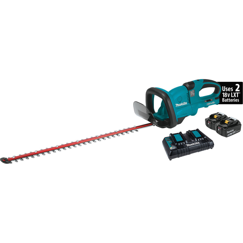 Makita® 18V LXT® XHU04PT Cordless Hedge Trimmer Kit, Double-Sided Dual Action Blade, 25-1/2 in L Blade, 36 V, 5 Ah