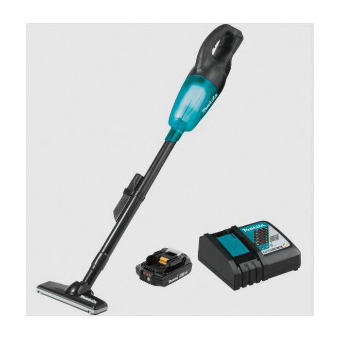 Makita® XLC02R1B Compact Cordless Vacuum Kit, 1.3 pt Vacuum, Standard Filtration, 46 cfm Air Flow, Bare Tool/Kit: Kit