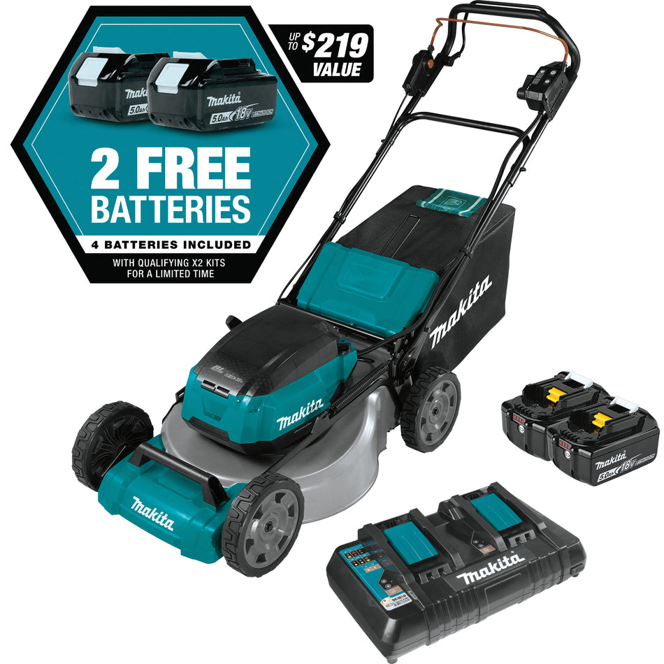 Makita® XML08PT1 Commercial Lawn Mower Kit, 21 in W Cutting, 1-1/4 to 4 in H Cutting, 36 V, Lithium-Ion Battery