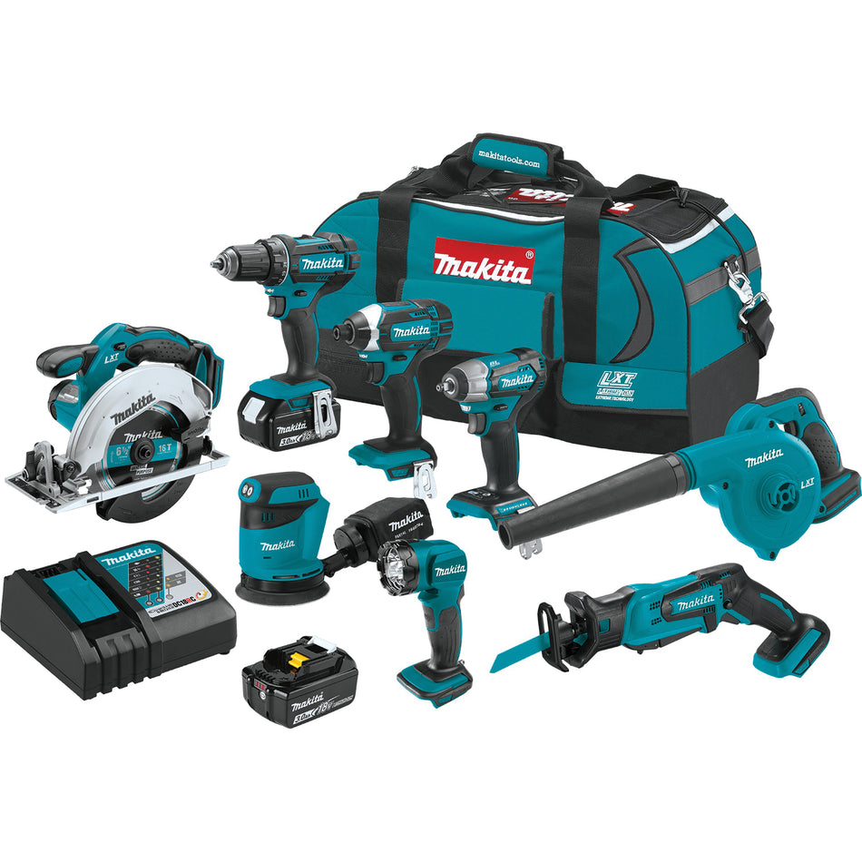 Makita® XT801X1 Combo Kit, 18 V, 8-Tool, 2-Battery