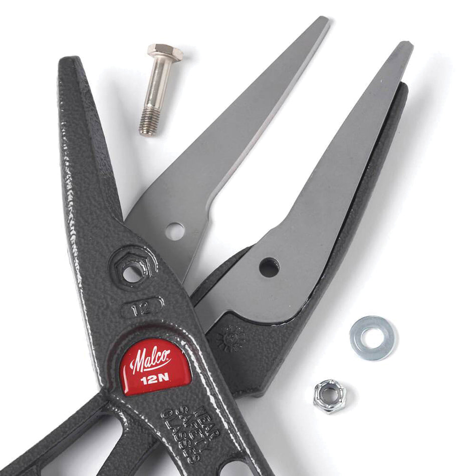 Malco® MC12NG Combination Snip, 3 in L Cut, 0.055 in Max Sheet Thick, Comfort Handle, 12 in OAL