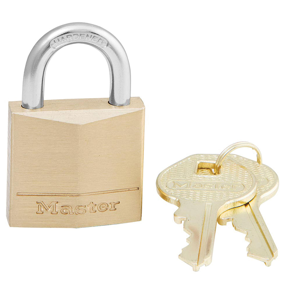 Master Lock® 130D Solid Body Padlock, 3/16 in Dia Shackle, Brass, Gold