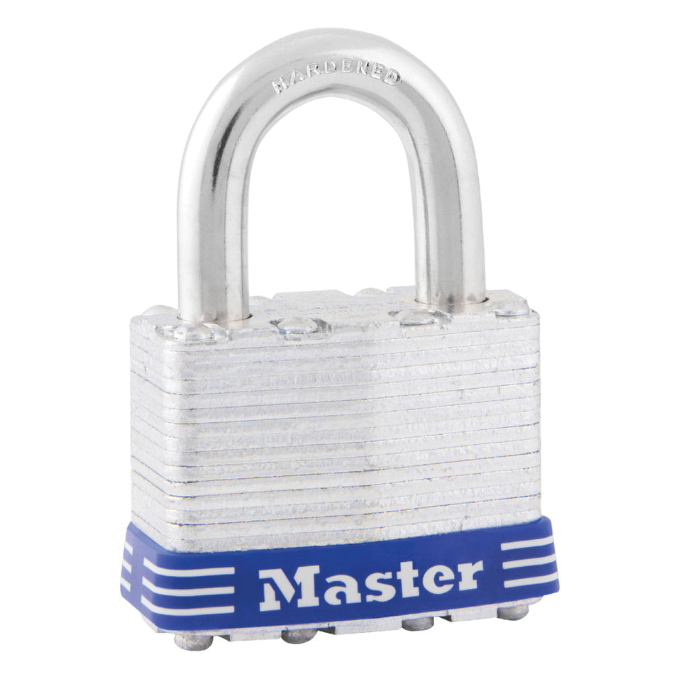 Master Lock® 1D Keyed Different Padlock, 5/16 in Dia Shackle, 4-Pin Tumbler Locking Mechanism, Steel