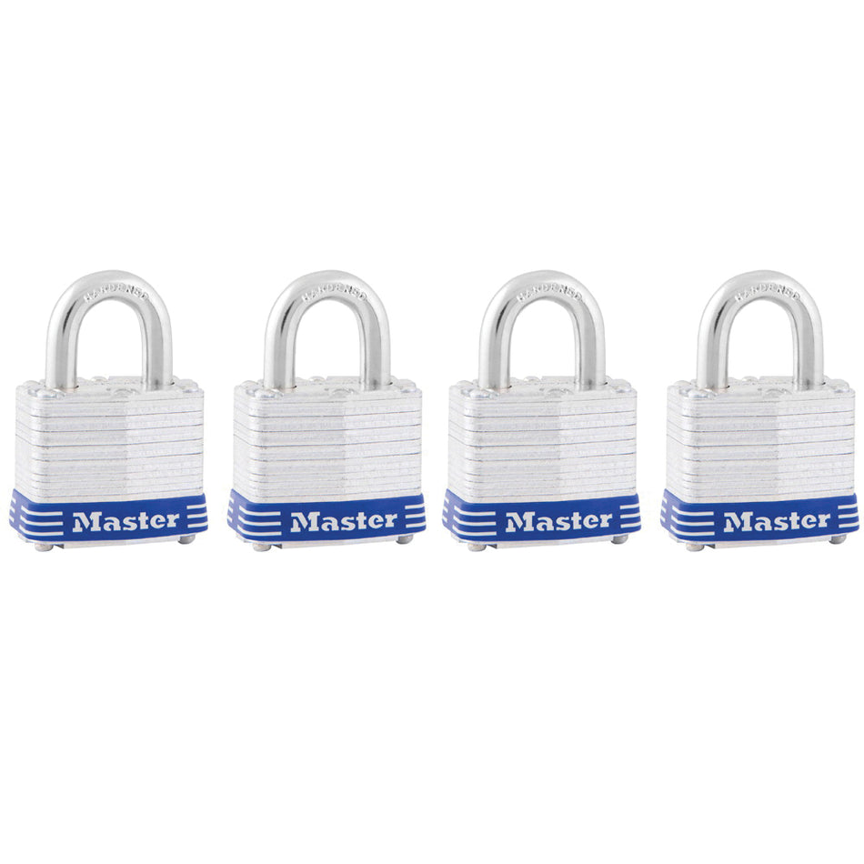 Master Lock® 3008D Keyed Alike Padlock, 9/32 in Dia Shackle, 4-Pin Tumbler Locking Mechanism, Steel