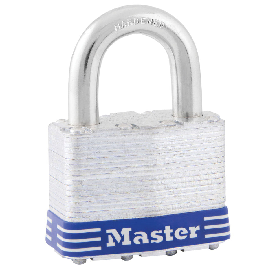 Master Lock® 5D Keyed Different Padlock, 3/8 in Dia Shackle, 4-Pin Tumbler Locking Mechanism, Steel