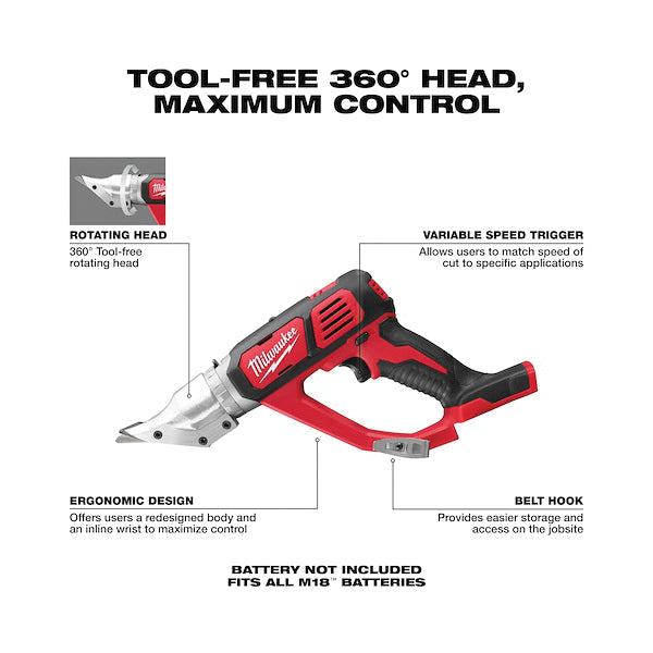 Milwaukee® M18™ 2635-22 Shear Kit, Tool/Kit: Kit, 18 ga Steel, 20 ga Stainless Steel Capacity, 18 V, 3/4 Ah