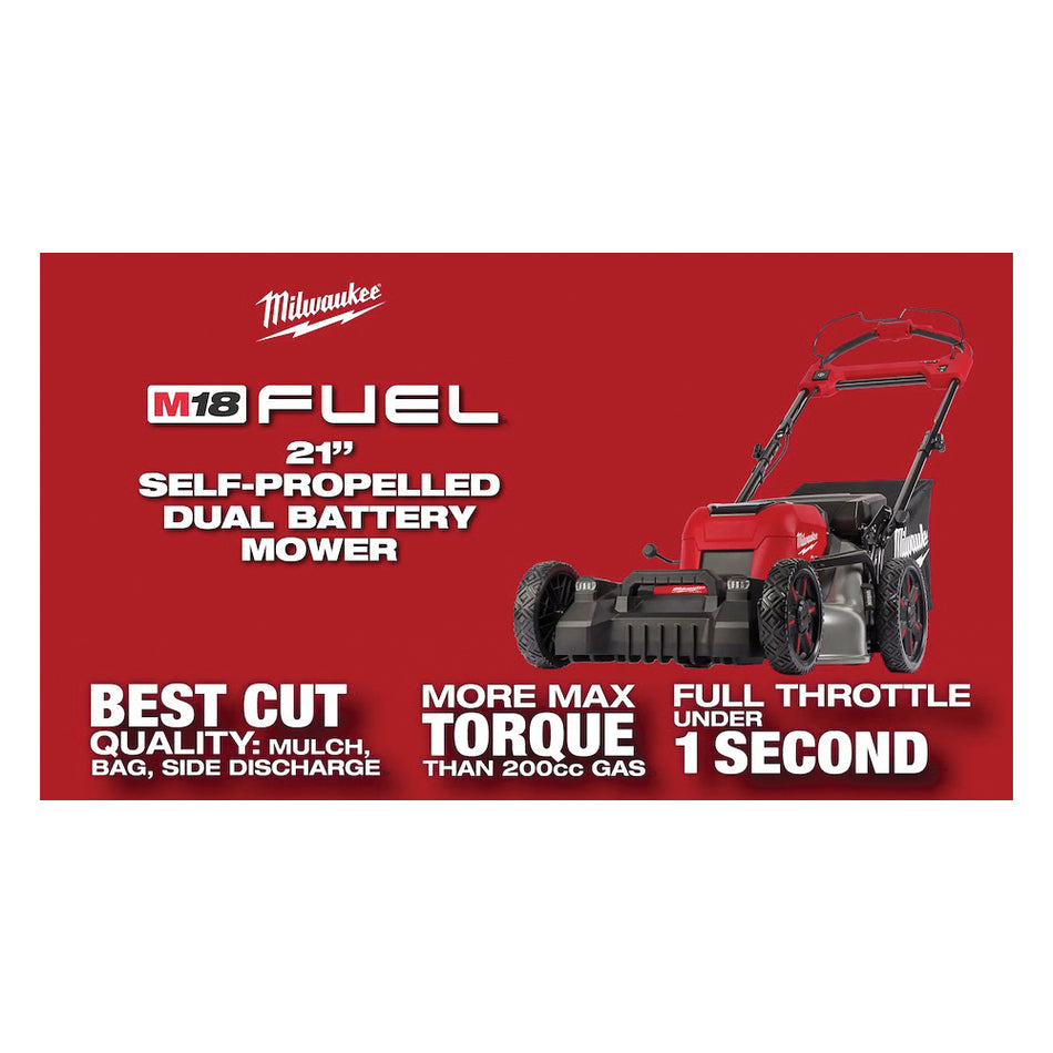 Milwaukee® M18 FUEL™ 2823-22HD Mower Kit, 21 in W Cutting, 18 V, Lithium-Ion Battery, 2800 to 3300 rpm Speed