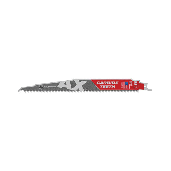 Milwaukee® THE AX™ 48-00-5226 Reciprocating Saw Blade, 9 in L, 1 in W, Matrix II Teeth, 5 TPI, Universal Shank