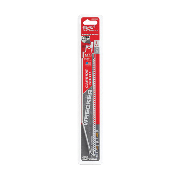 Milwaukee® WRECKER™ Sawzall® 48-00-5242 Blade, 9 in L, 6 TPI, Carbide Blade, Cut Materials: Wood