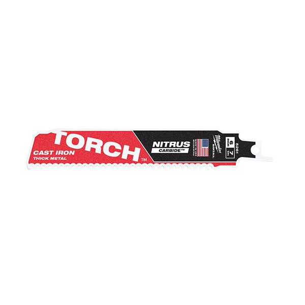 Milwaukee® The Torch™ 48-00-5261 Saw Blade, 6 in L, 1 in W, 7 TPI, Nitrus Carbide Cutting Edge, Cast Iron Blade