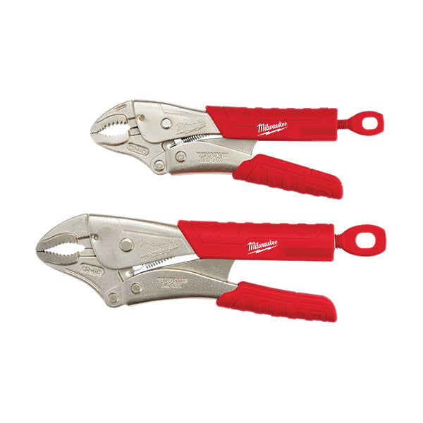 Milwaukee® TORQUE LOCK™ 48-22-3402 Curved Jaw Locking Plier Set, 10 in, 7 in OAL, Ergonomic Handle, 2 -Piece