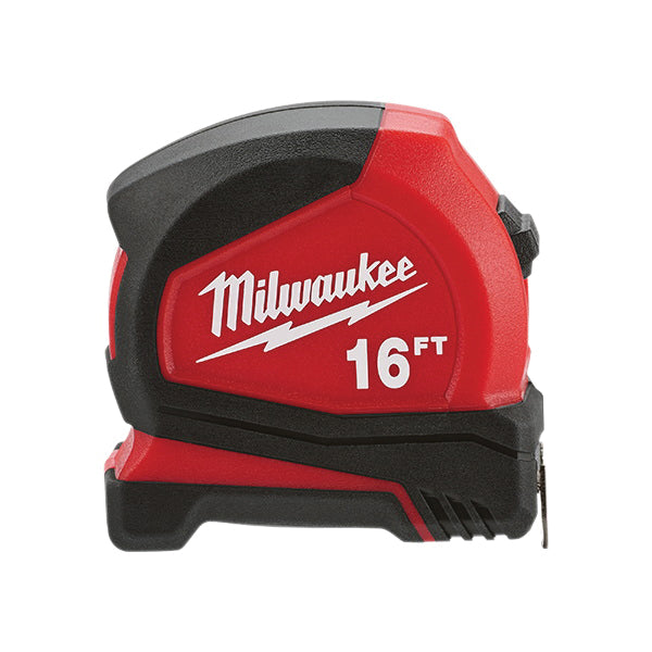 Milwaukee® 48-22-6616 Tape Measure, 16 ft L Blade, 1/16 in, 1/4 in, 1/2 in, 1/8 in Graduation, Steel Blade