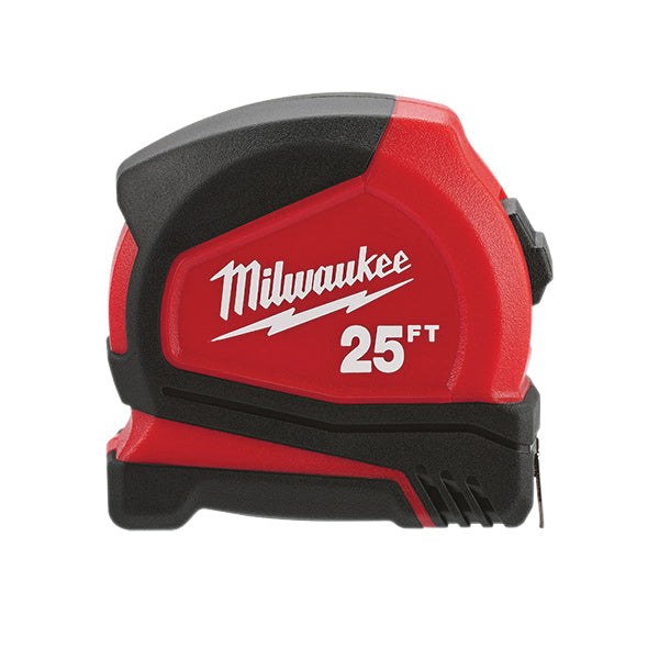 Milwaukee® 48-22-6625 Tape Measure, 25 ft L Blade, 1/16 in, 1/4 in, 1/2 in, 1/8 in Graduation, Steel Blade