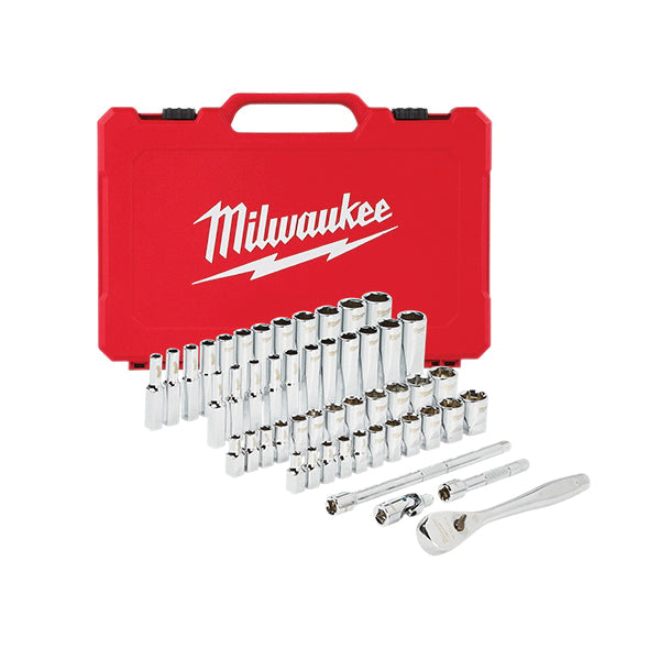 Milwaukee® 48-22-9004 Ratchet and Socket Set, 1/4 in Drive, System of Measurement: Imperial, Metric, 50 -Piece