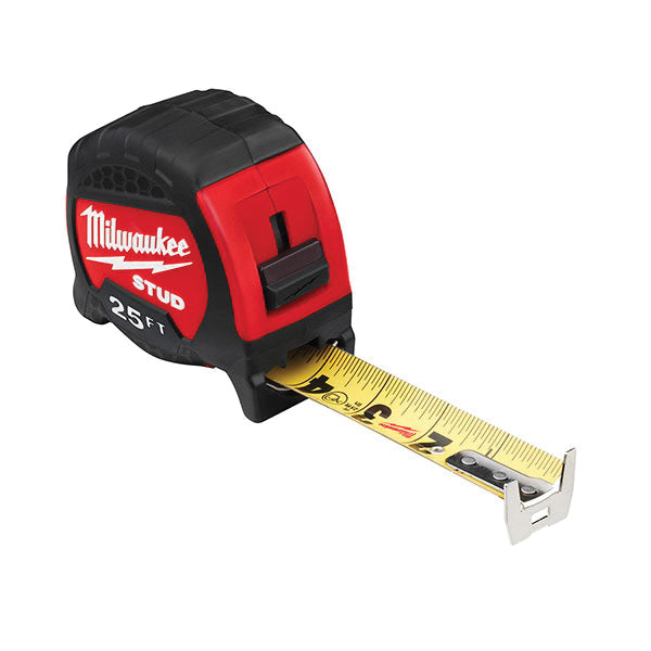 Milwaukee® STUD™ 48-22-9725 Gen II Tape Measure, 25 ft L Blade, Steel Blade, Belt Clip Locking, Pocket Clip: Yes