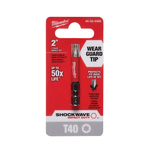 Milwaukee® Shockwave™ Impact Duty™ 48-32-4488 Impact Driver Bit, Torx® Point, T40 Point, 2 in OAL, Steel