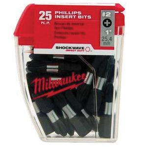 Milwaukee® SHOCKWAVE™ 48-32-5008 Impact Insert Bit, Square Recessed Point, #2 Point, 1 in OAL, Alloy Steel