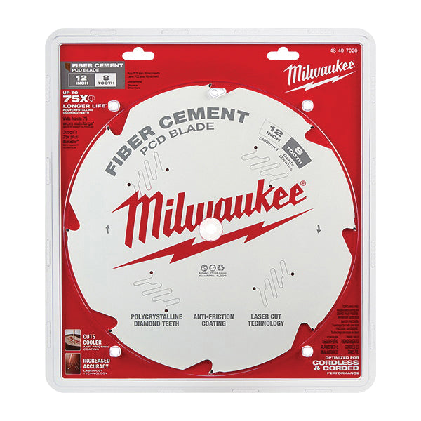 Milwaukee® 48-40-7020 Circular Saw Blade, 12 in Dia, 0.079 in W Cut, FTG, Thin Kerf Teeth, 8 -Teeth, 10 deg Hook