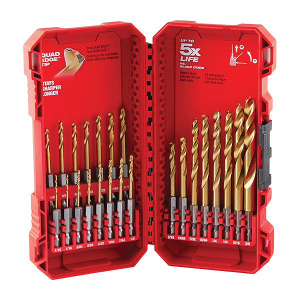 Milwaukee® SHOCKWAVE™ 48-89-4631 Drill Bit Set, 23 -Piece, HSS, Titanium-Coated