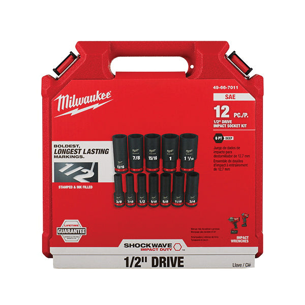 Milwaukee® SHOCKWAVE™ Impact Duty™ 49-66-7011 Socket Set, 1/2 in Drive, System of Measurement: Imperial, Impact-Rated