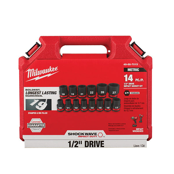 Milwaukee® SHOCKWAVE™ Impact Duty™ 49-66-7013 Socket Set, 1/2 in Drive, System of Measurement: Metric, Impact-Rated