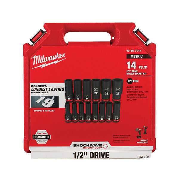 Milwaukee® SHOCKWAVE™ Impact Duty™ 49-66-7014 Socket Set, 1/2 in Drive, System of Measurement: Metric, Impact-Rated