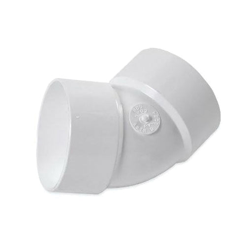 NDS® 3P03 45 deg Pipe Elbow, 3 in Hub x 3 in Hub, PVC, White