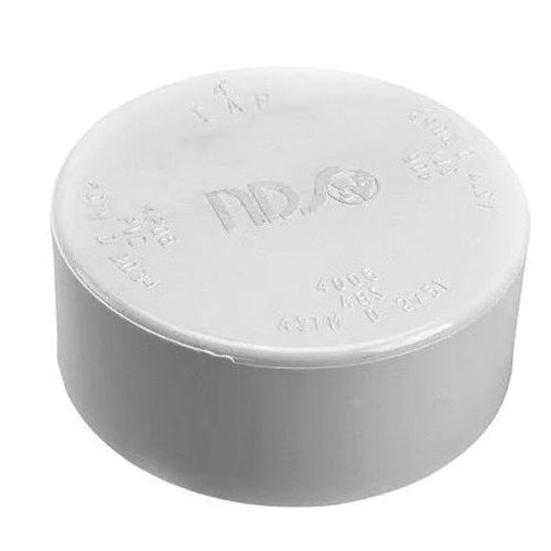 NDS® 4P06 Drain Cap, 4 in Solvent Weld, PVC, White