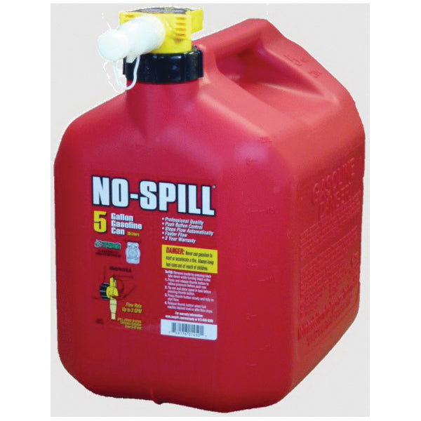 NO-SPELL® 1450 Fuel Can, 5 gal Volume, Red, Plastic, 10 in W, 15 in H