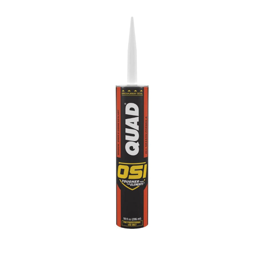 OSI QUAD® 827837 Sealant, Paste, Clear, Solvent, Polymer, Resin Base, 7 to 14 days Curing, 10 oz, Cartridge