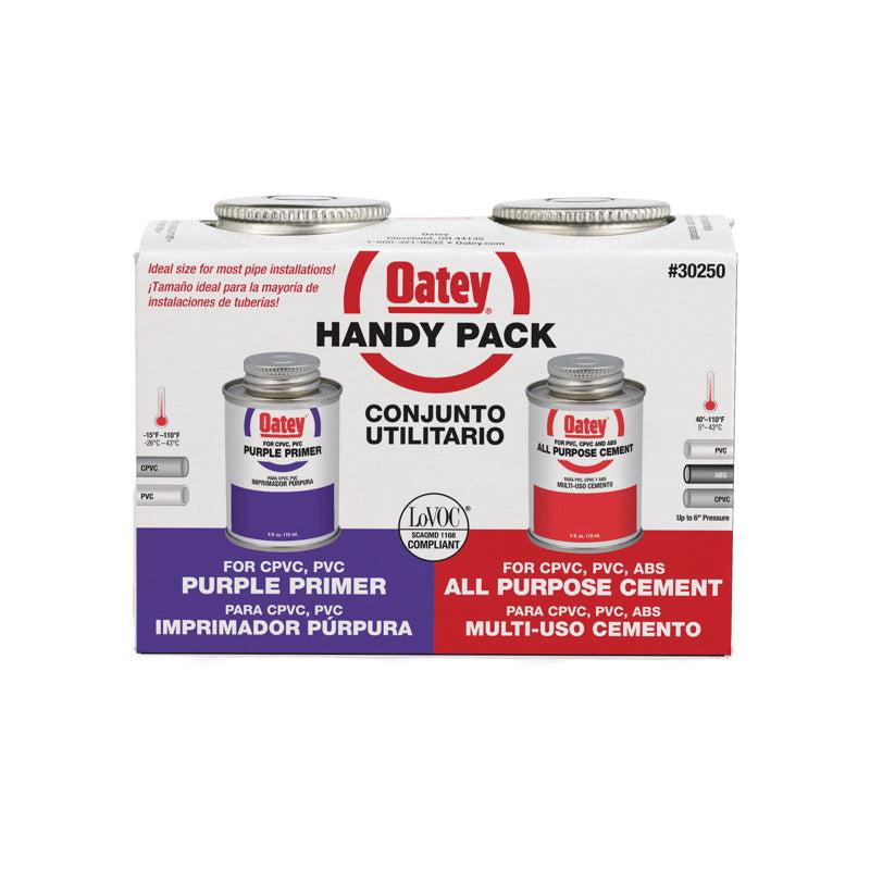 Oatey® 30250 Primer and All-Purpose Solvent Cement, 4 oz, Pack, Liquid, Clear/Purple