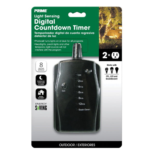 PRIME® TNOLED02 LED Countdown Timer, Time Settings: 12 hr, 2 hr, 4 hr, 6 hr, 8 hr, 125 V, 1/3 hp