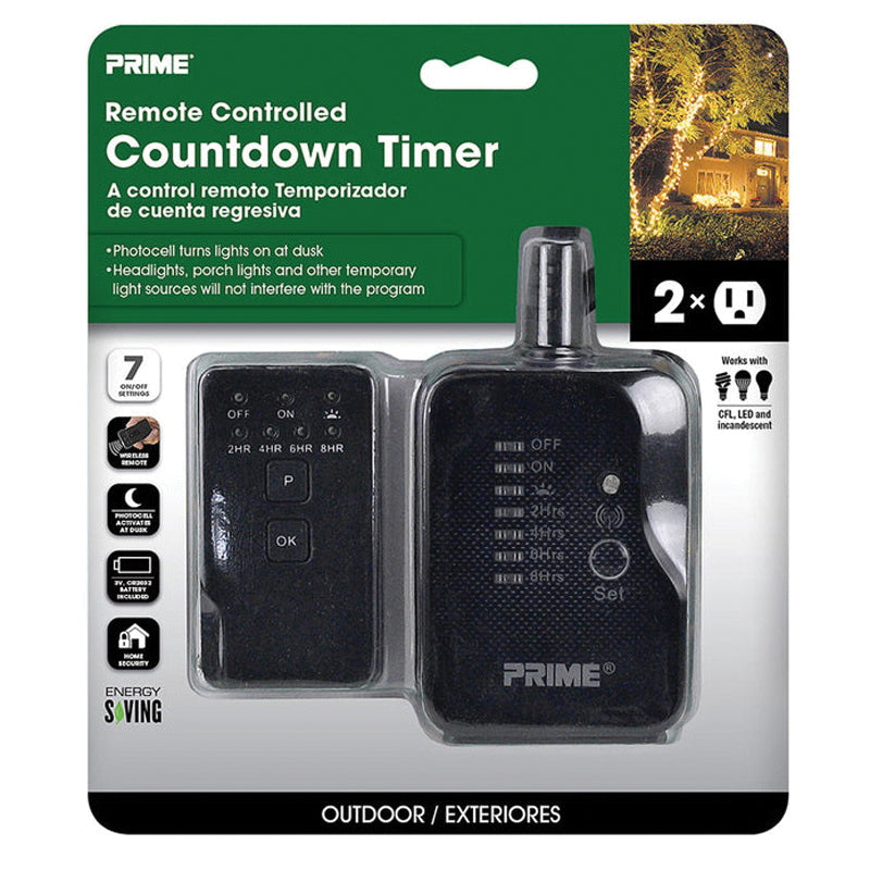 PRIME® TNRCOCD2 Remote Controlled Countdown Timer, 125 V, 1/3 hp