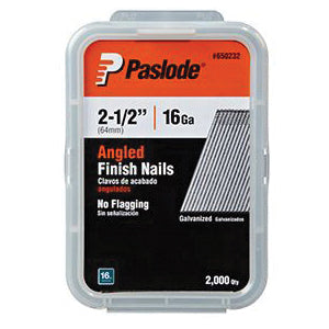 Paslode® 650232 Angled Trim Nail, 2-1/2 in L, 16 ga Gauge, Galvanized