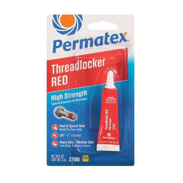 Permatex® 27100 Threadlocker, Liquid, Red, Mild, 6 mL, Tube