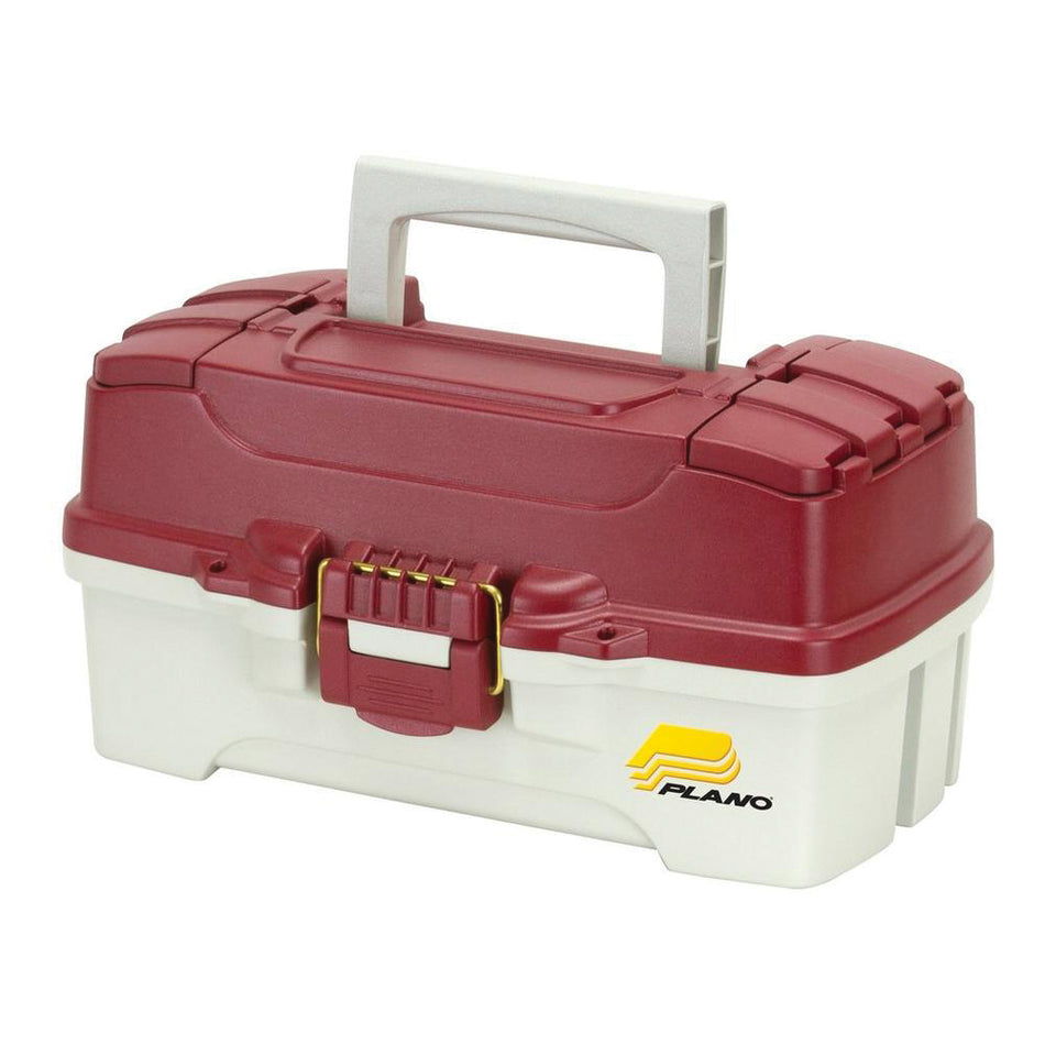 Plano® 620106 1-Tray Tackle Box, 14 in L, 8-1/4 in W, 7.13 in H, Off-White/Red Metallic