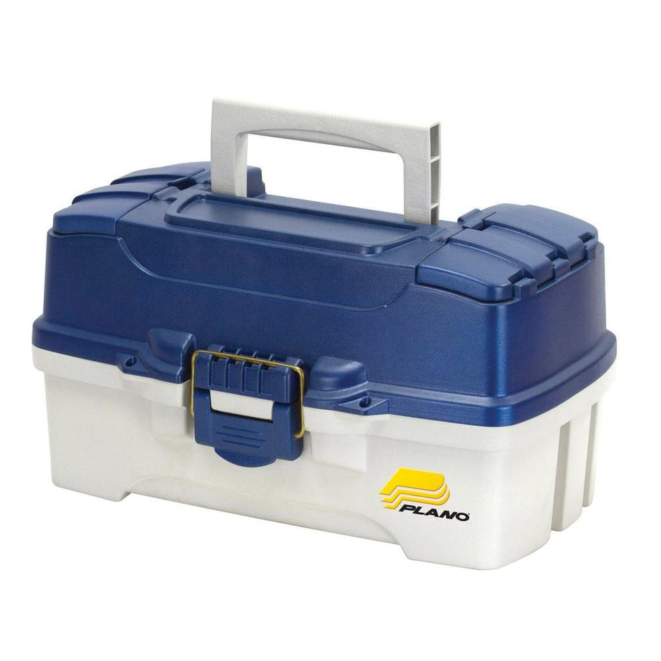 Plano® 620206 2-Tray Tackle Box, 14-1/4 in L, 8-1/2 in W, 7-3/4 in H, Blue Metallic/Off-White