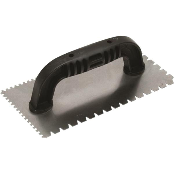 QLT® 238 Trowel, 4 in W Blade, 9 in L Blade, Flat V, U Notch, 1/8 x 1/8 x 1/8 in, 3/16 x 1/4 x 5/16 in Notch