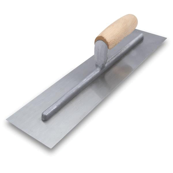 QLT® 999S Finishing Trowel, 4 in W Blade, 16 in L Blade, Carbon Steel Blade, Wood Handle